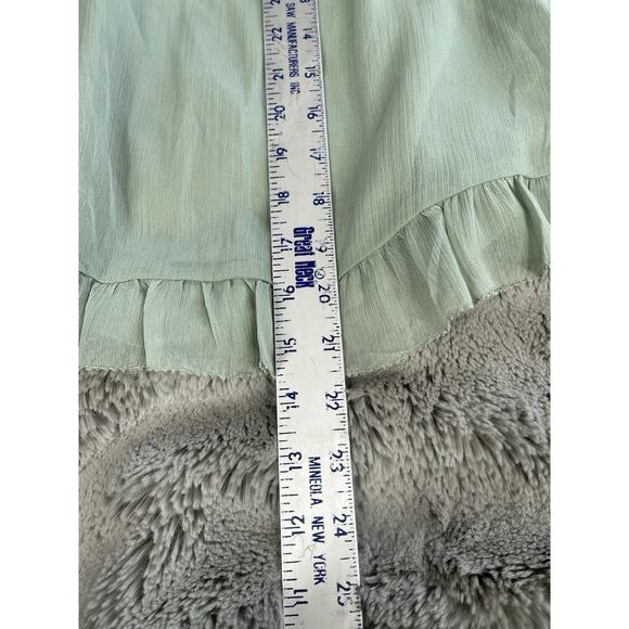 H & M Ruffled 3/4 Sleeve Chiffon Blouse Top Size 2 Green - Picture 8 of 10